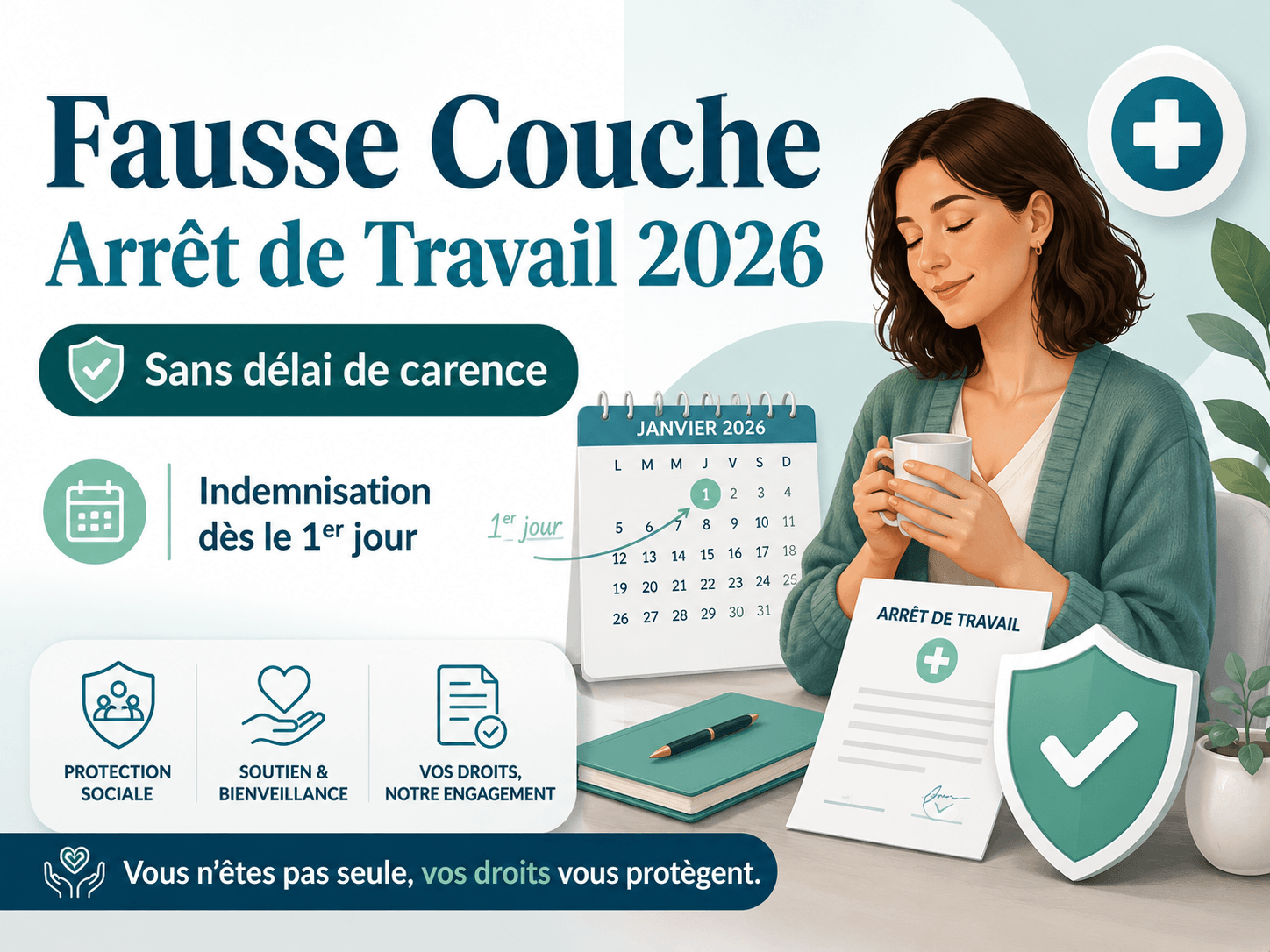 Image principale de l'article: Fausse Couche Arrêt de Travail 2026 Sans Carence - Actualités Mutuelle Santé JeSwitch