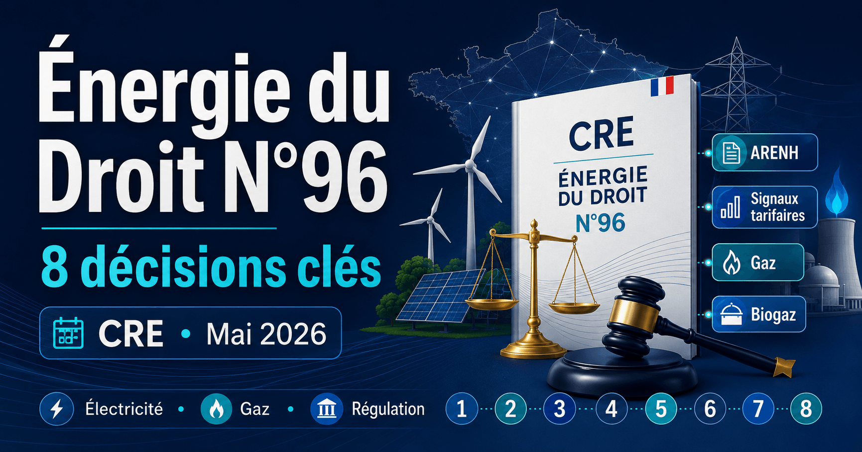 Image principale de l'article: Énergie du Droit N°96 CRE : 8 Décisions Mai 2026 - Actualités Énergie JeSwitch