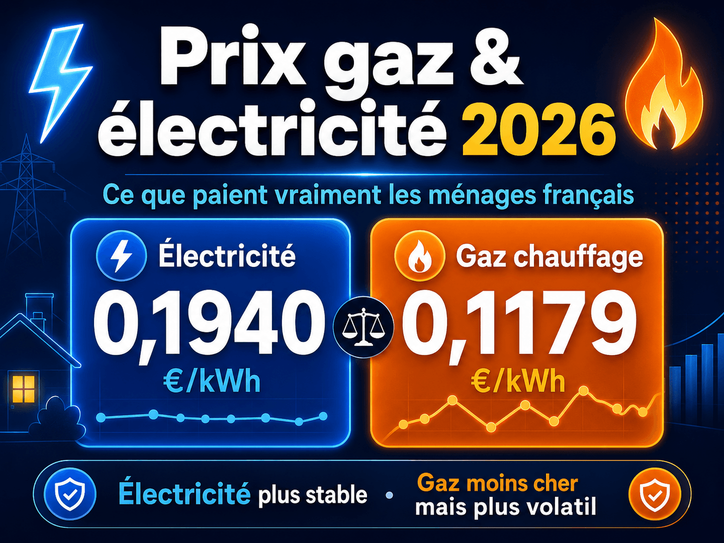 Image principale de l'article: Prix gaz électricité 2026 : ce que paient vraiment les ménages français - Actualités Énergie JeSwitch