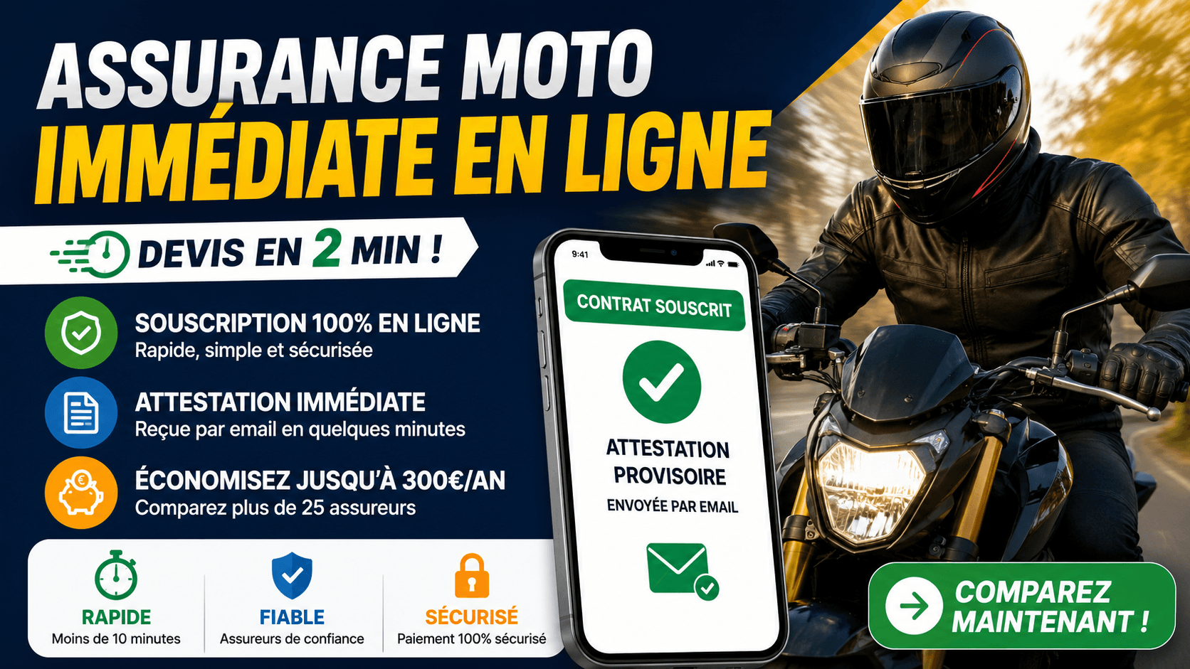 Image principale de l'article: Assurance moto immédiate en ligne : devis en 2 min - Actualités Assurance Moto JeSwitch