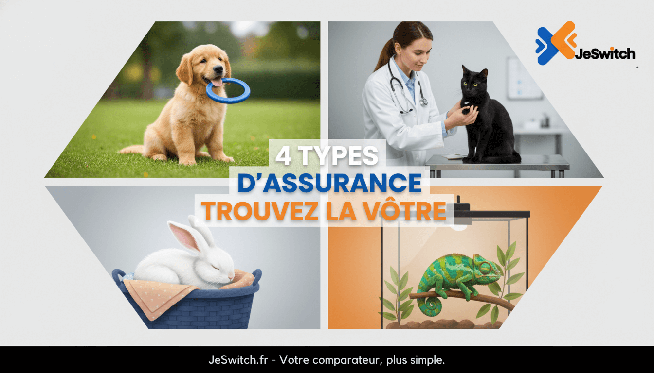 Image de l'article: Quels sont les Différents Types d'Assurance Animaux ? - Actualités assurance animaux JeSwitch