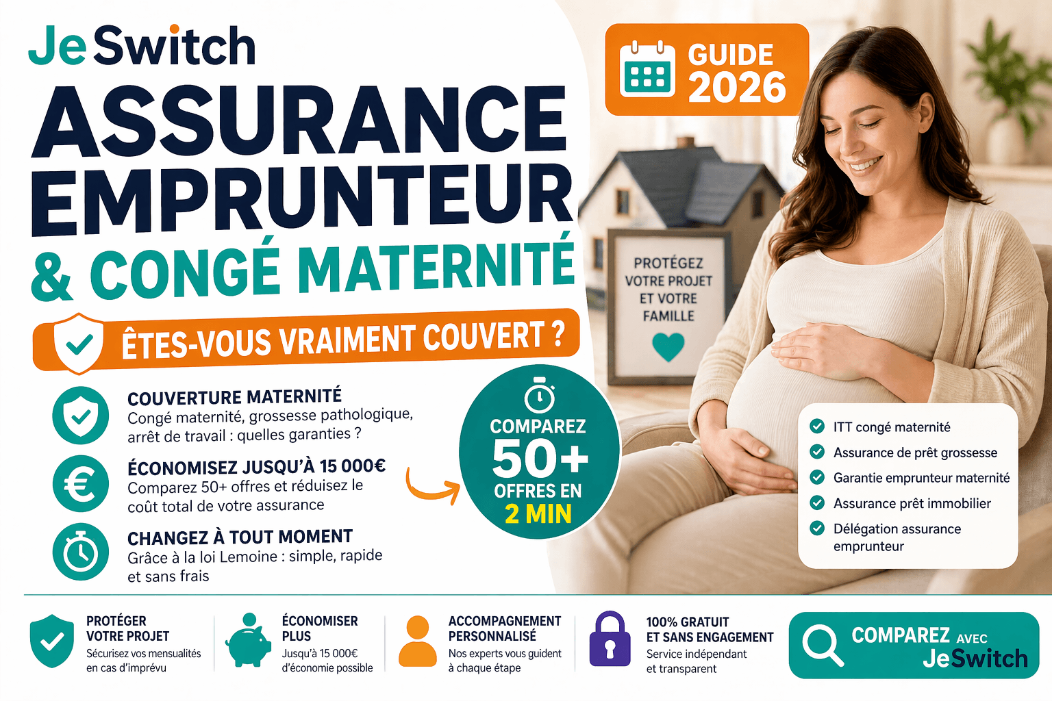Image de l'article: Assurance Emprunteur & Congé Maternité 2026 : Guide Complet - Actualités assurance emprunteur JeSwitch
