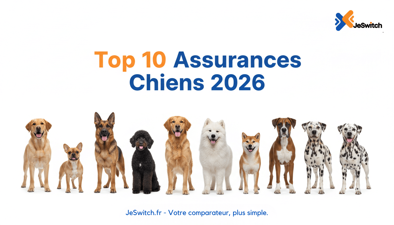 Image de l'article: Top 10 Meilleures Assurances Chiens 2026 | Comparatif JeSwitch - Actualités assurance animaux JeSwitch