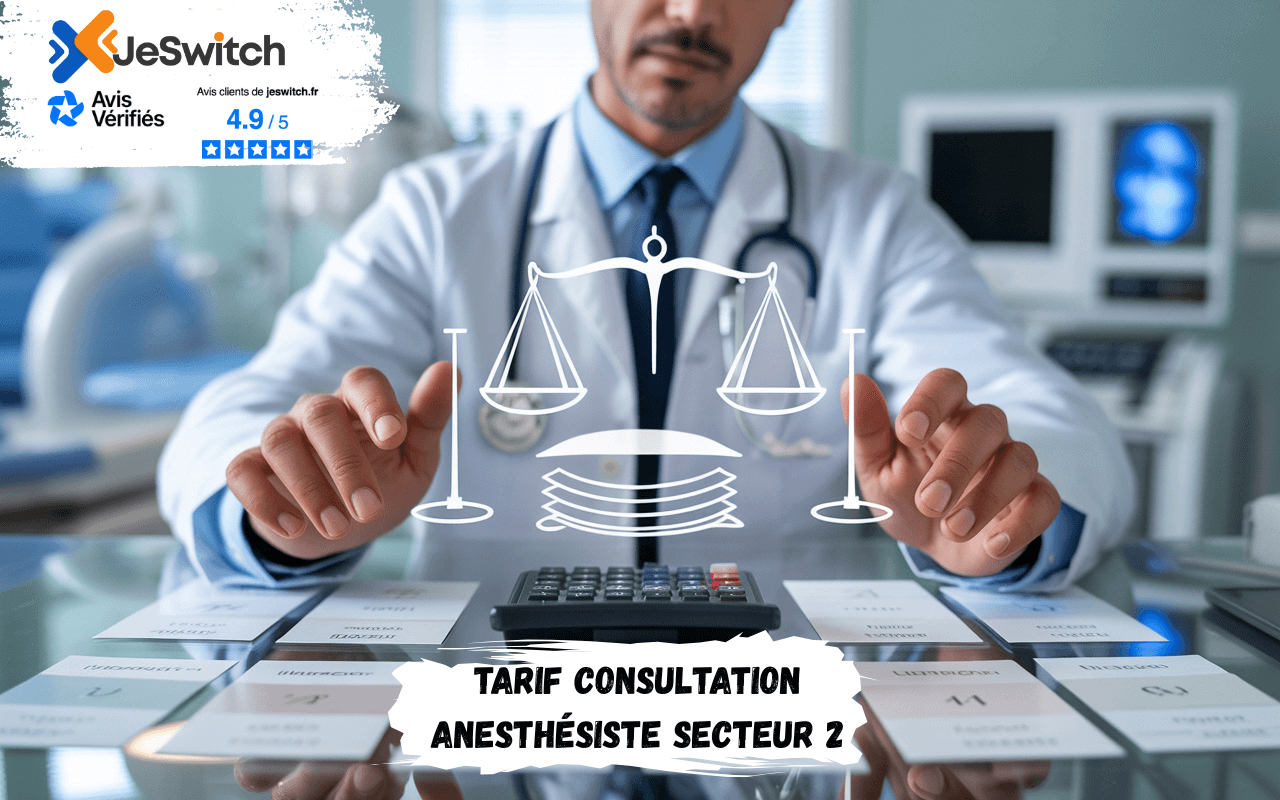Image principale de l'article: Tarif consultation anesthésiste secteur 2 : tout savoir (2025) - Actualités Mutuelle Santé JeSwitch