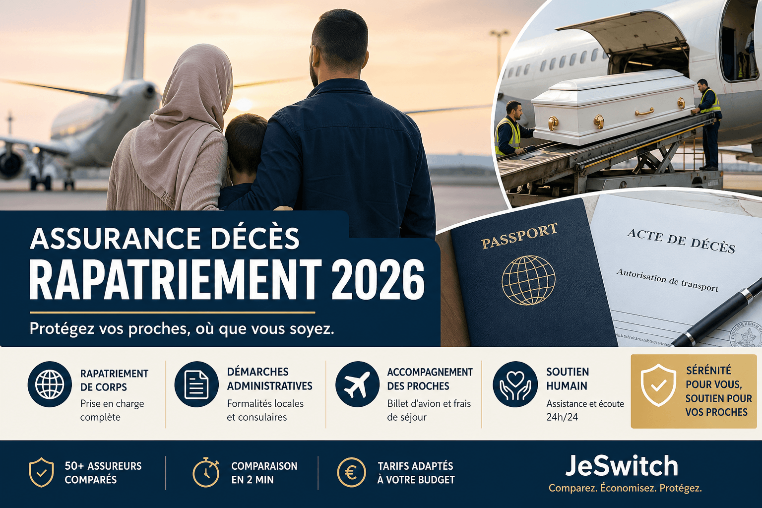 Image de l'article: Assurance Décès Rapatriement 2026 : Guide Complet - Actualités assurance décès JeSwitch