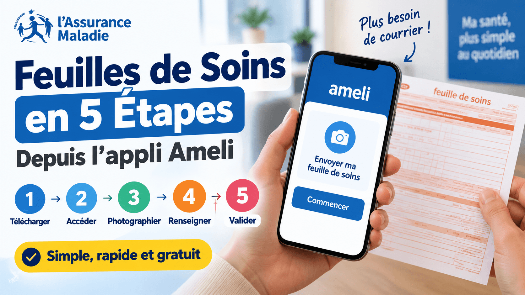 Image principale de l'article: Feuilles de Soins Papier via l'Appli Ameli : 5 Étapes - Actualités Mutuelle Santé JeSwitch