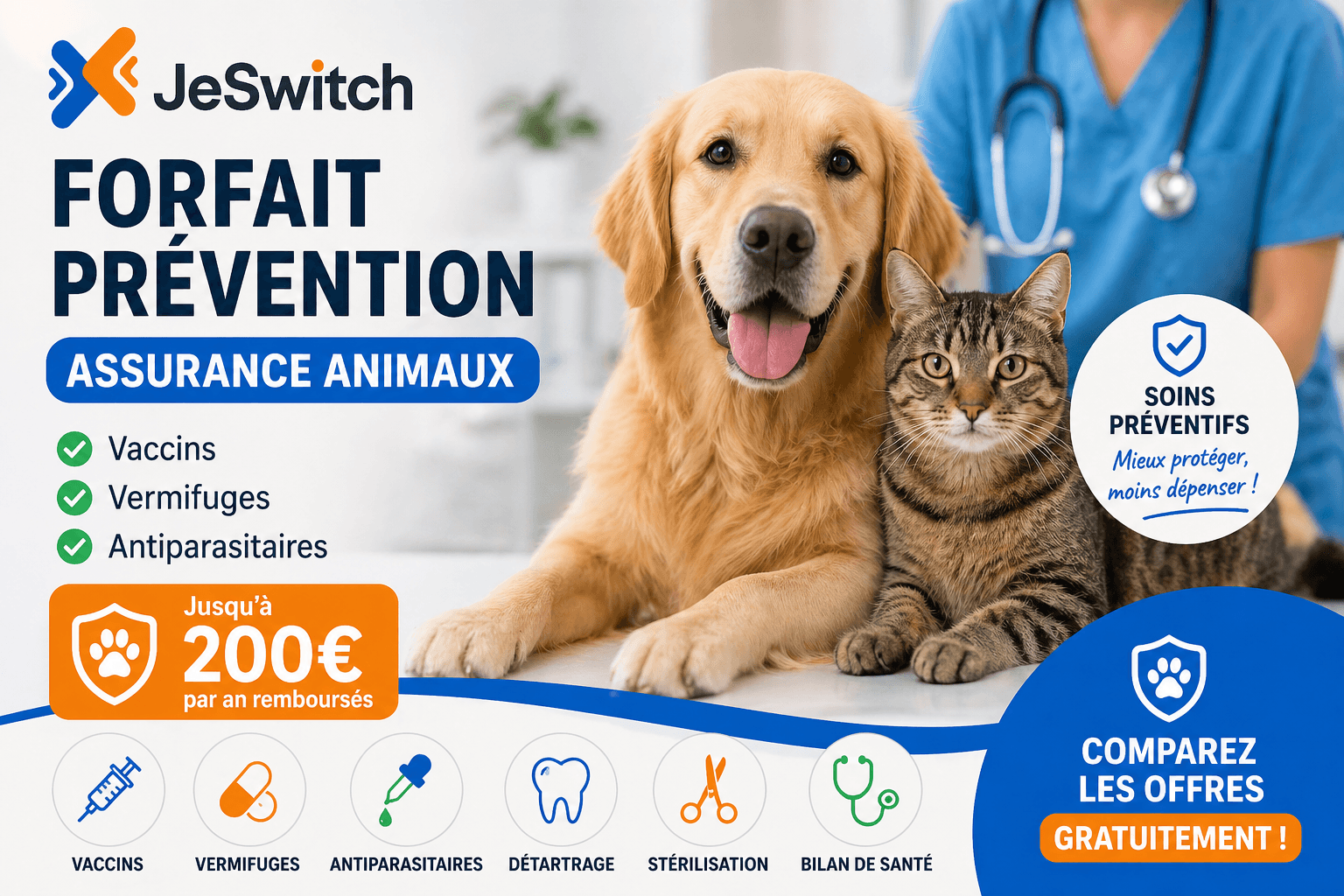 Image de l'article: Forfait Prévention Assurance Animaux 2026 : Guide Complet - Actualités assurance animaux JeSwitch