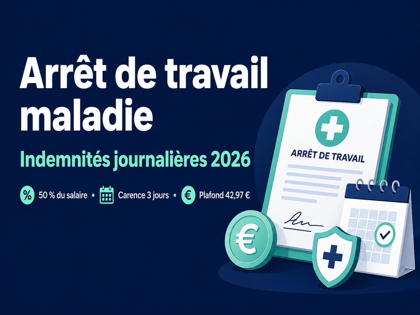 Image principale de l'article: Arrêt de travail maladie : indemnités journalières 2026 - Actualités Mutuelle Santé JeSwitch