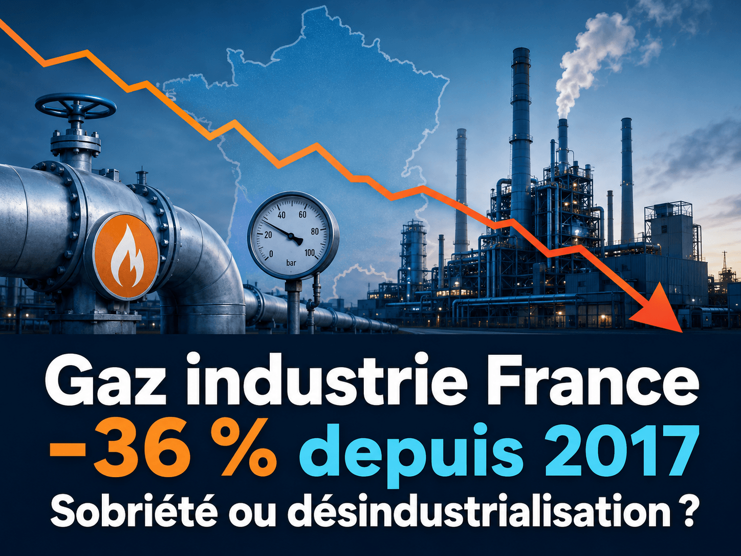 Image principale de l'article: Consommation de gaz de l'industrie en France : -36 % depuis 2017, sobriété ou désindustrialisation ? - Actualités Énergie JeSwitch