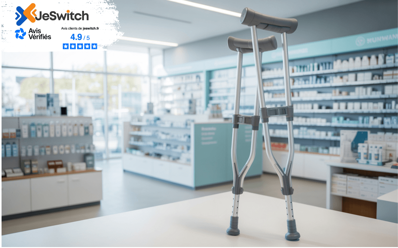 Image de l'article: Béquille Pharmacie 2025 : Prix, Location et Économies jusqu'à 80% avec une Bonne Mutuelle - Actualités mutuelle santé JeSwitch
