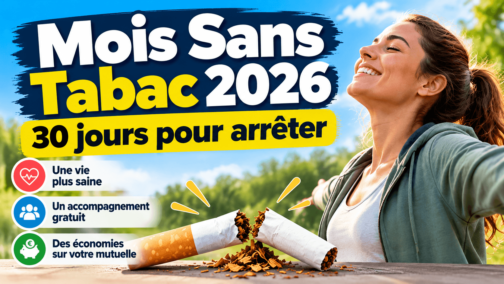 Image principale de l'article: Mois sans tabac 2026 : 30 jours pour arrêter - Actualités Mutuelle Santé JeSwitch
