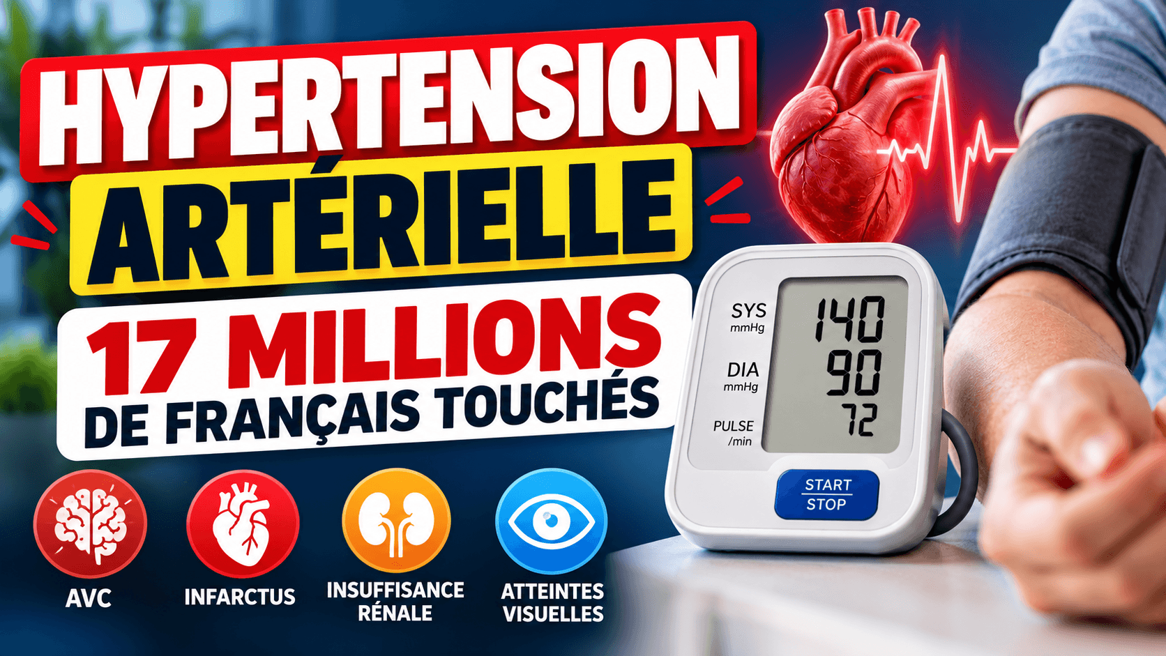 Image principale de l'article: Hypertension artérielle : 17 millions de Français touchés - Actualités Mutuelle Santé JeSwitch