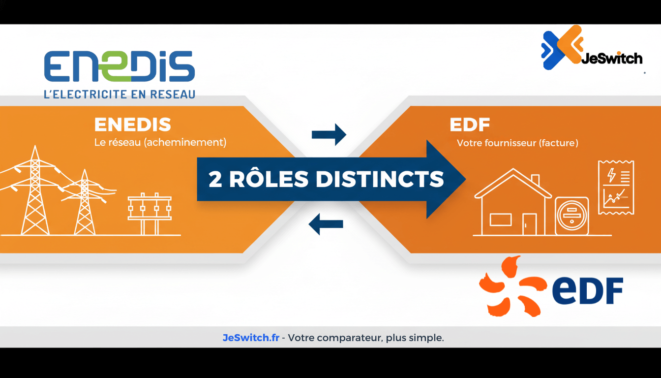 Image de l'article: Quelle est la différence entre Enedis et EDF ? Guide Complet JeSwitch - Actualités énergie JeSwitch